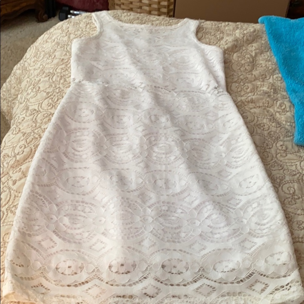 White fitted lace girls dress size 10